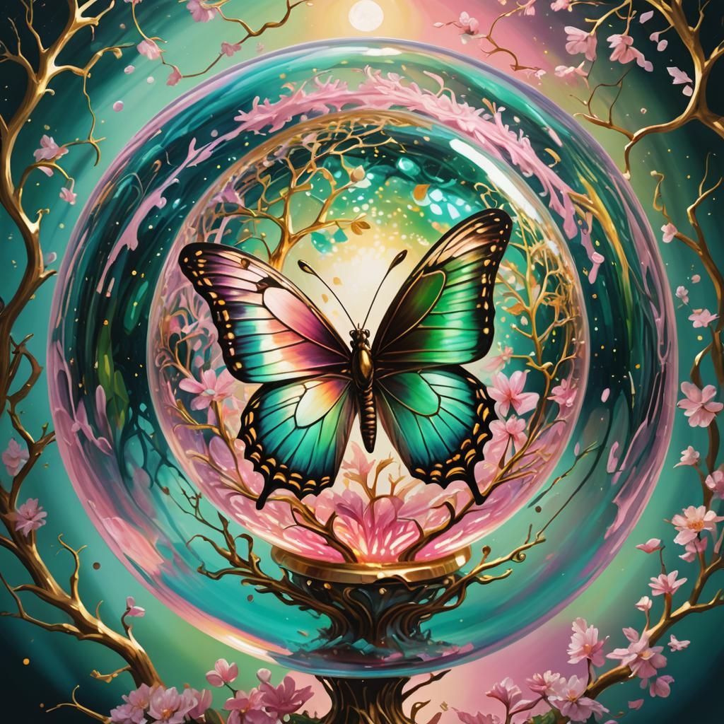 Butterfly with Golden Tree of Life: Splash Art