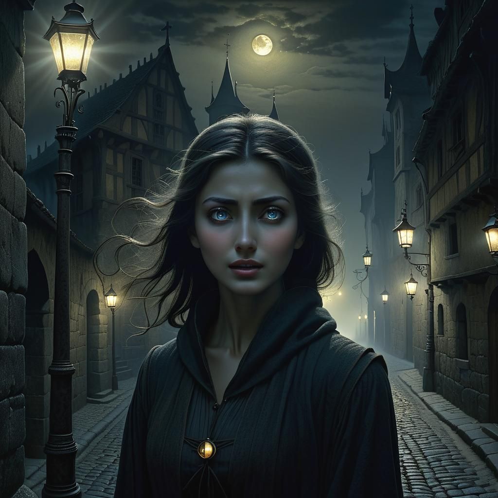 Medieval Street Transformation in Dark Fantasy Style