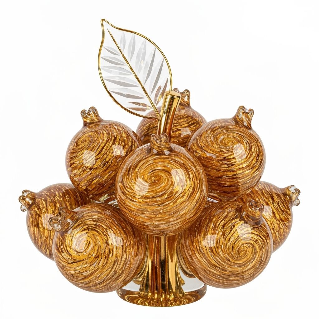 Elegant Glass Berries Sculpture with Golden Swirls