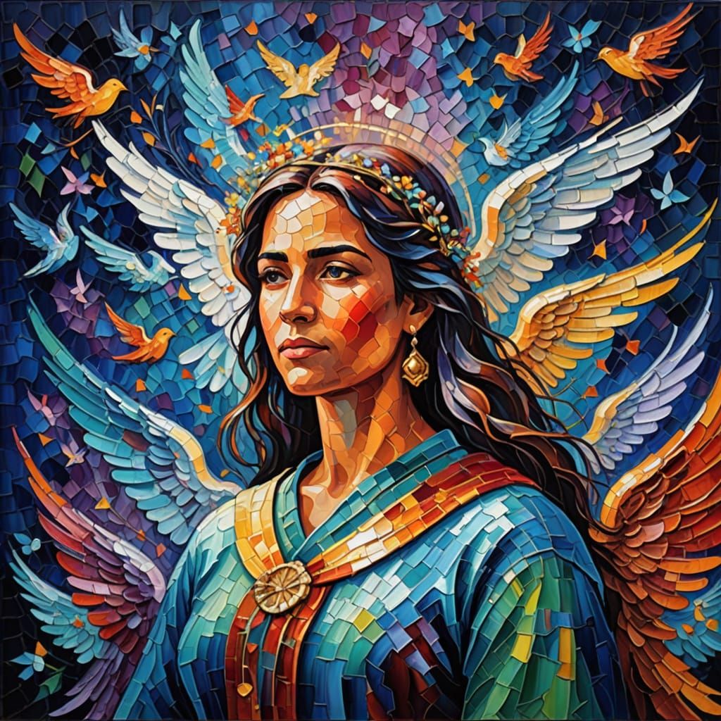 Angelic Healing: A Neo-Impressionist Oil Painting