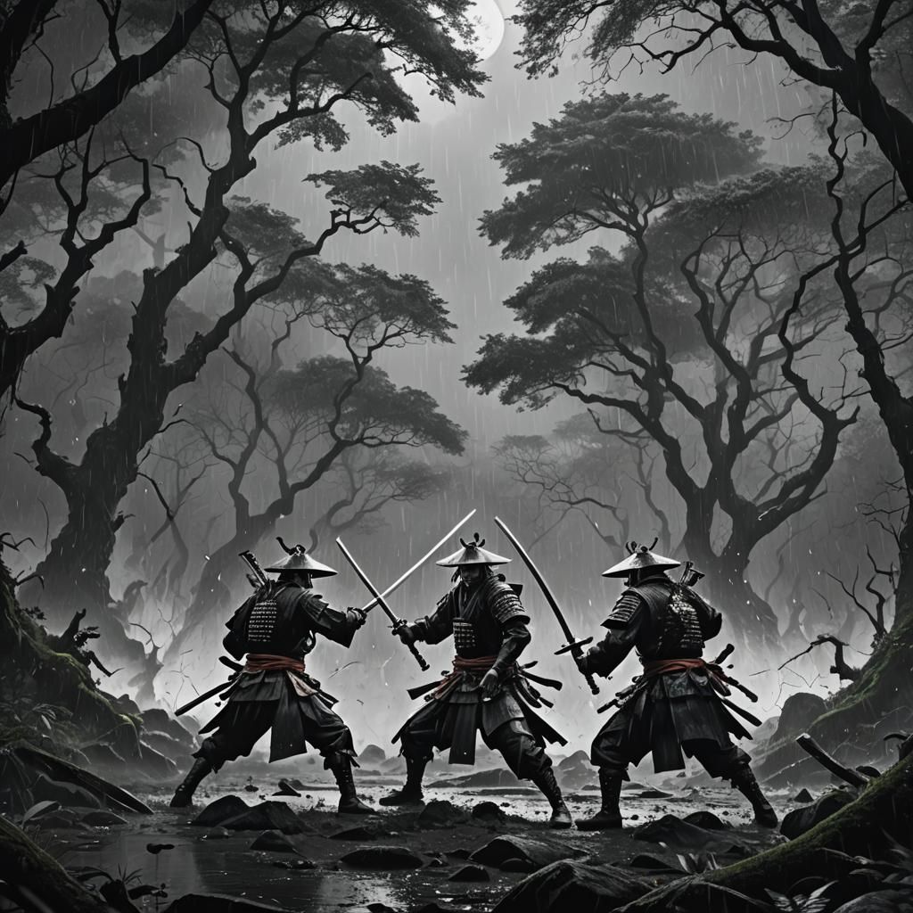 fight of three samurai