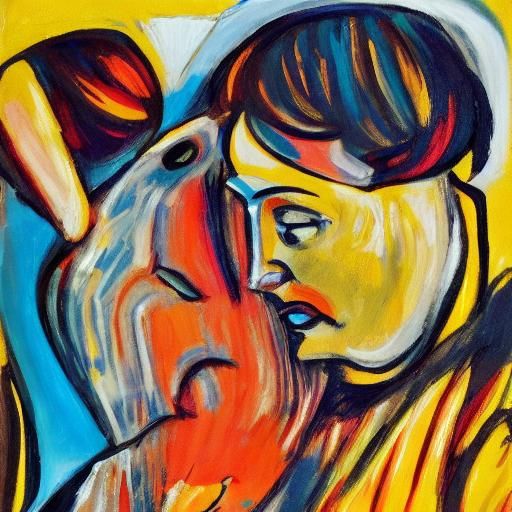 Cheerful Rabbit Laughing in Sports Bar: Fauvist Painting