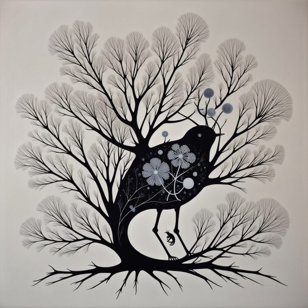 Detailed Cicada in Photogram Style