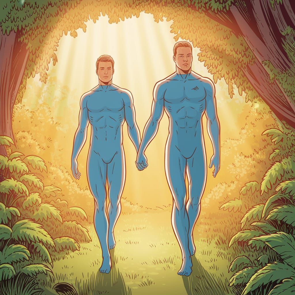 Comic Book Artists Unite in a Sunlit Forest