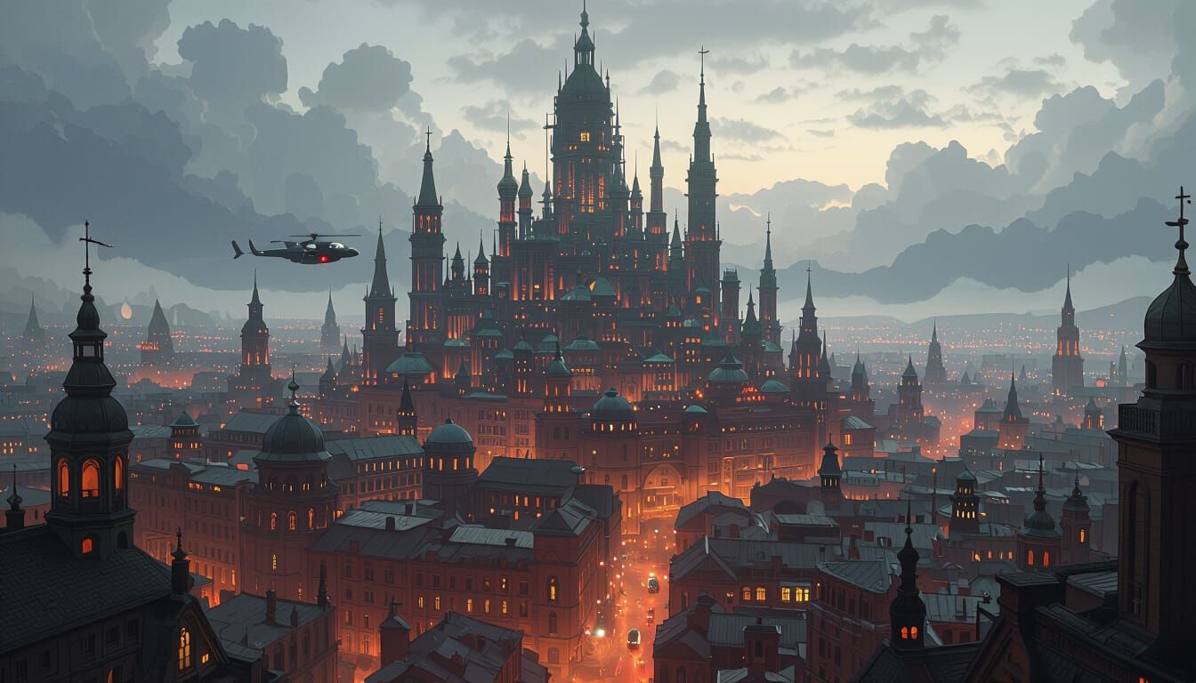 Dramatic Metropolis in Cinematic Digital Art Style