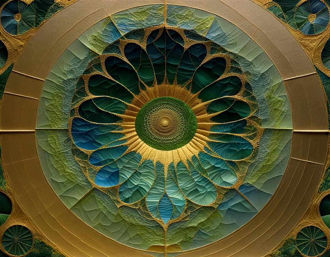 Intricate Spirograph Road with Gold Leaf Highlights