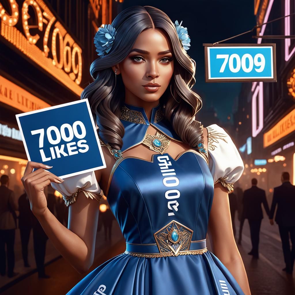 Girl Holding Sign in Hyperdetailed Digital Art Style