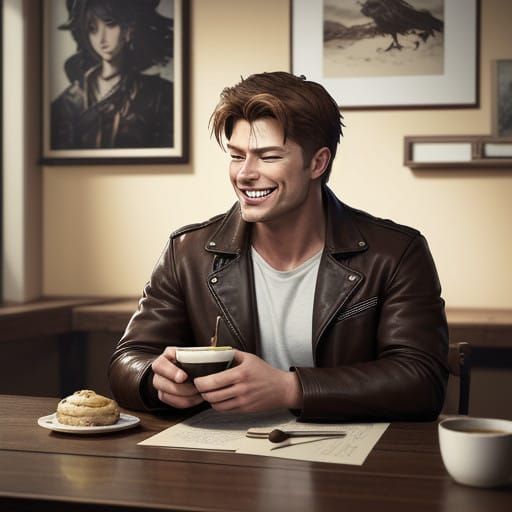 Dean Winchester Savoring Creamy Pudding in Whimsical Fantasy...