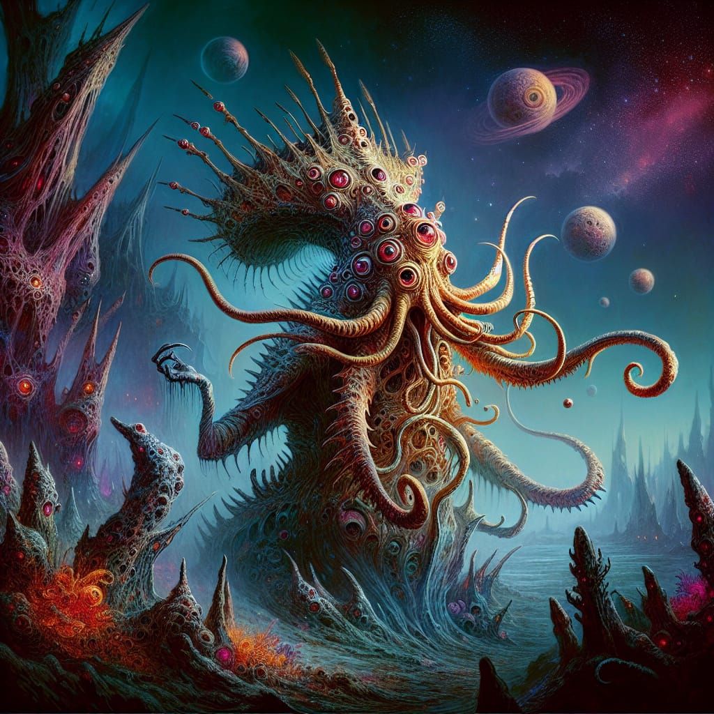 Lovecraftian Cosmic Horror: Phanes in Alien Landscape