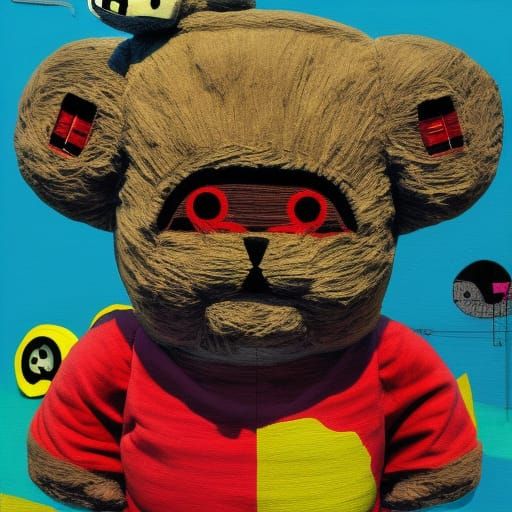Surreal Teddy Bear in Pop Art Style