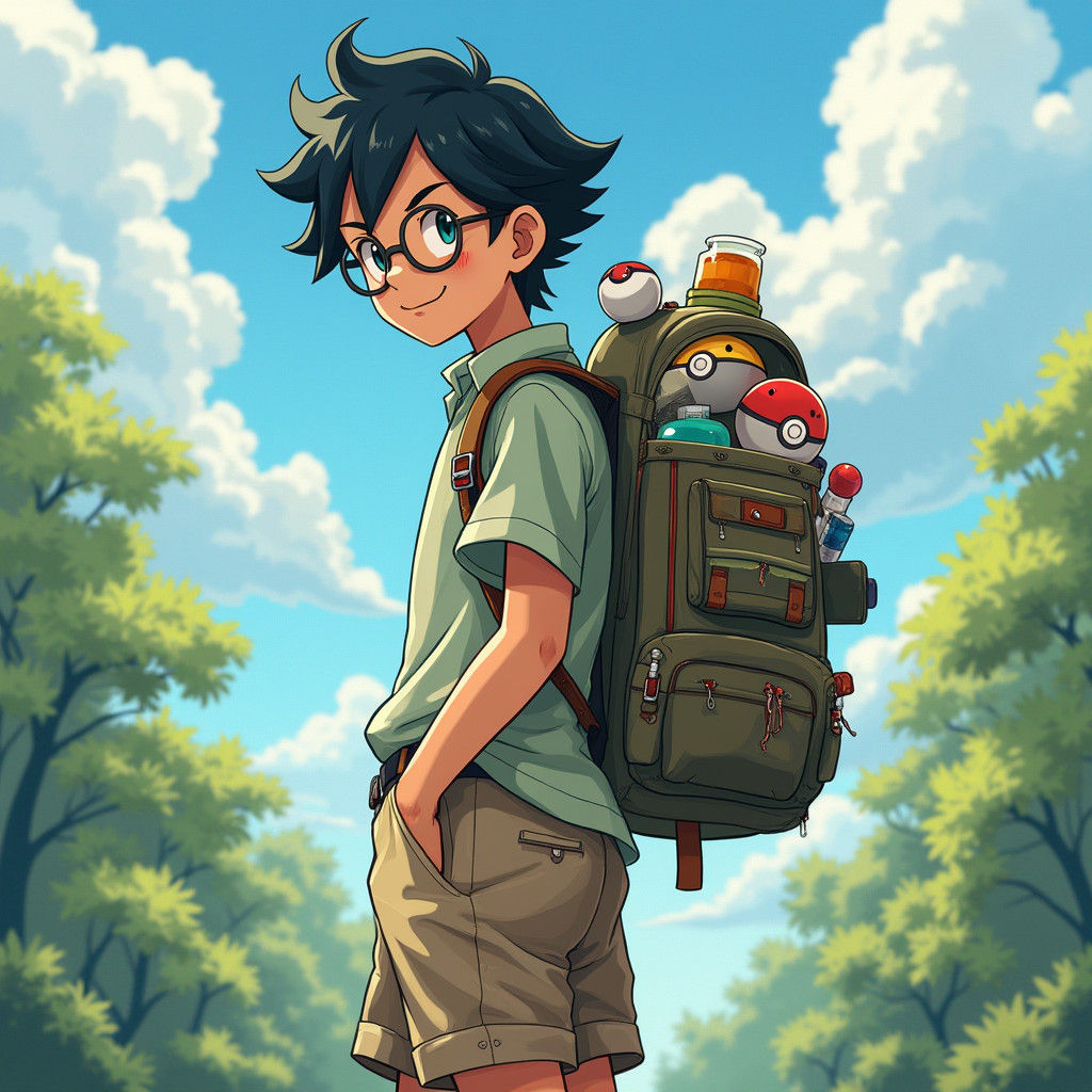 Pokemon Trainer in Anime Style Ready for Adventure