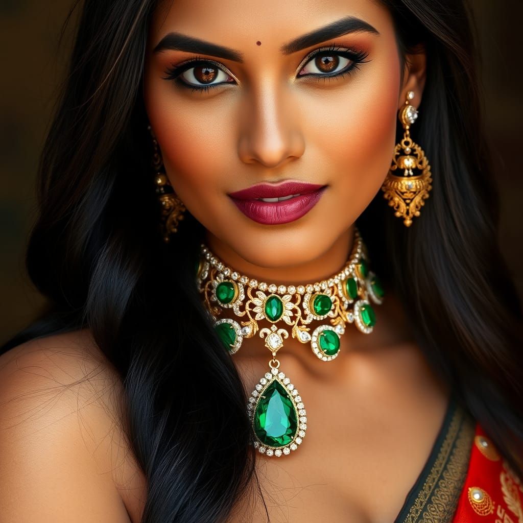 Emerald and Diamond Necklace Inspired by Mughal Era