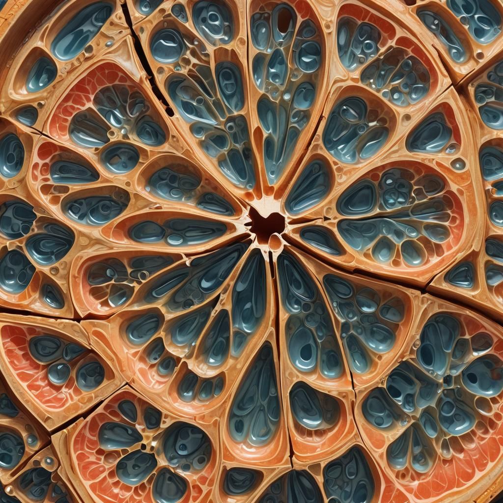 Wooden Grapefruit Sculpture in Digital Art Style