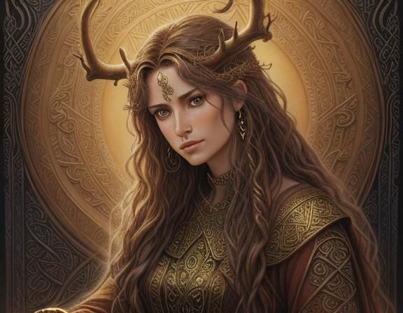 Cernunnos. Graphic novels and art books by Luis Royo, Meticulous, detailed pencil drawing. Soft, warm golden hour lighti...