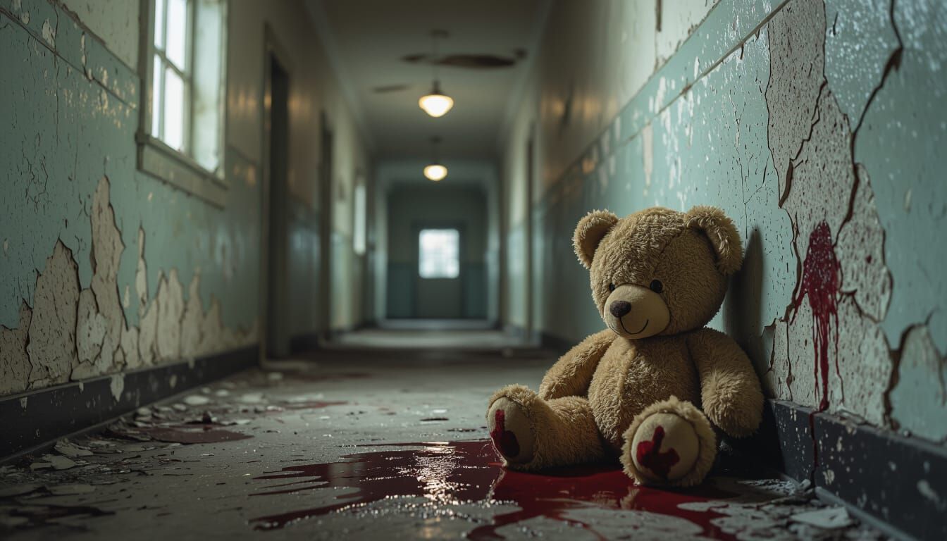 Abandoned Orphanage Hallway in Cinematic Horror Style