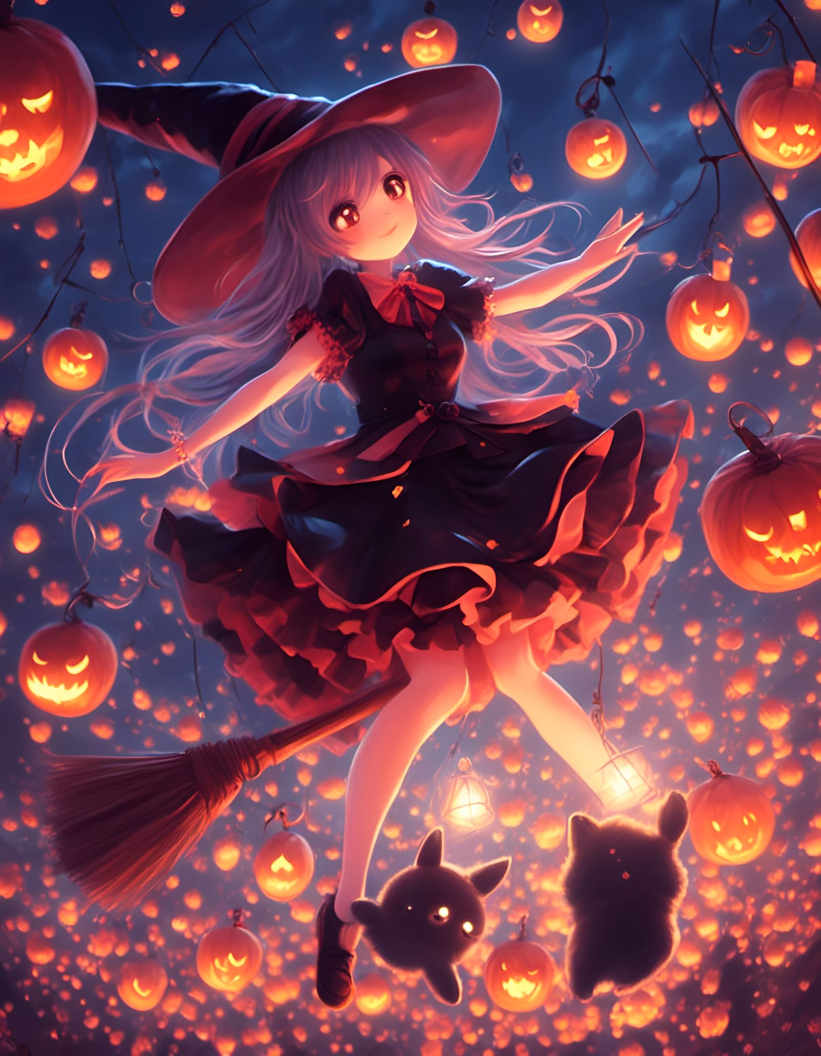 Adorable Anime Witch in Manga Style