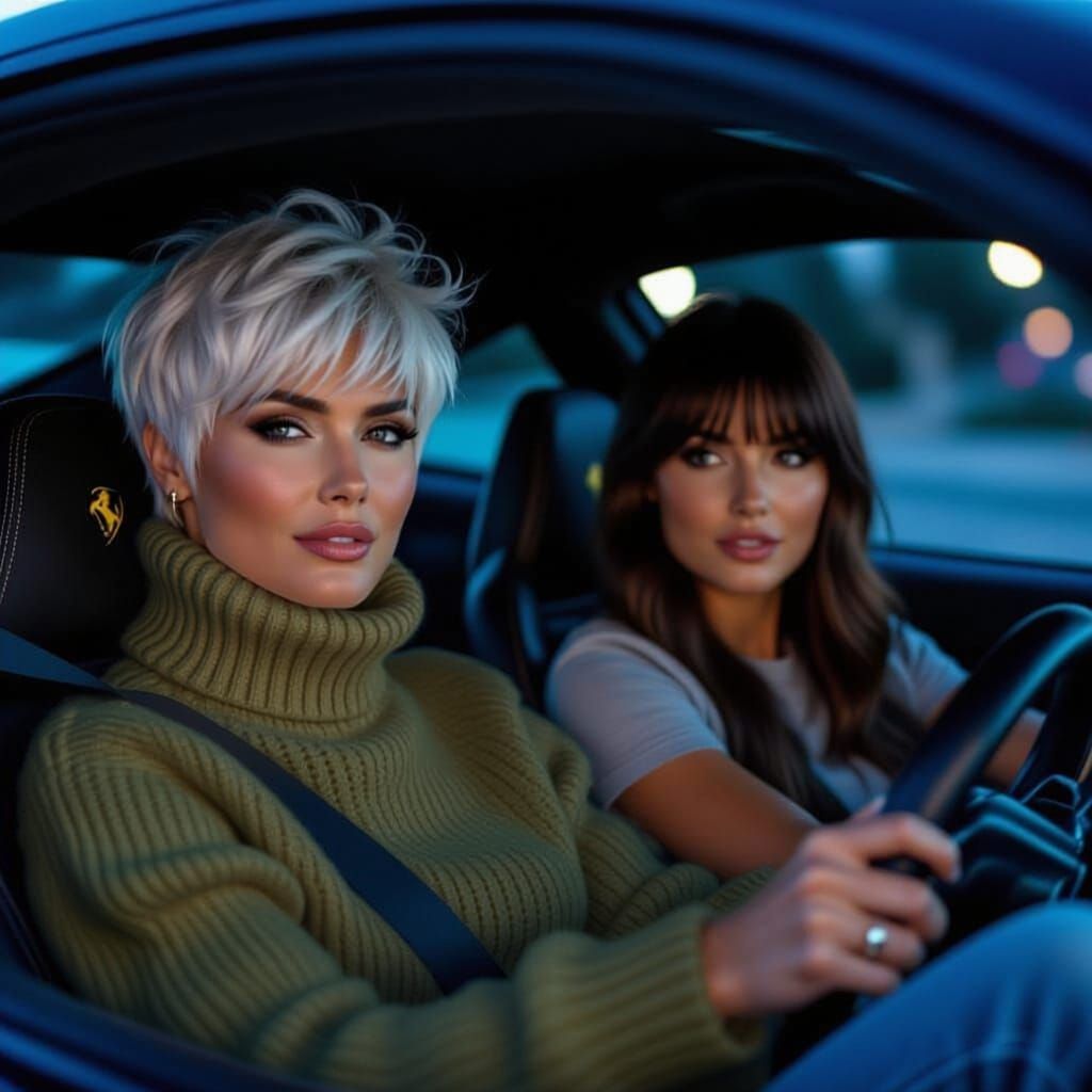 Night Drive: Woman in Ferrari, Cinematic Film Still