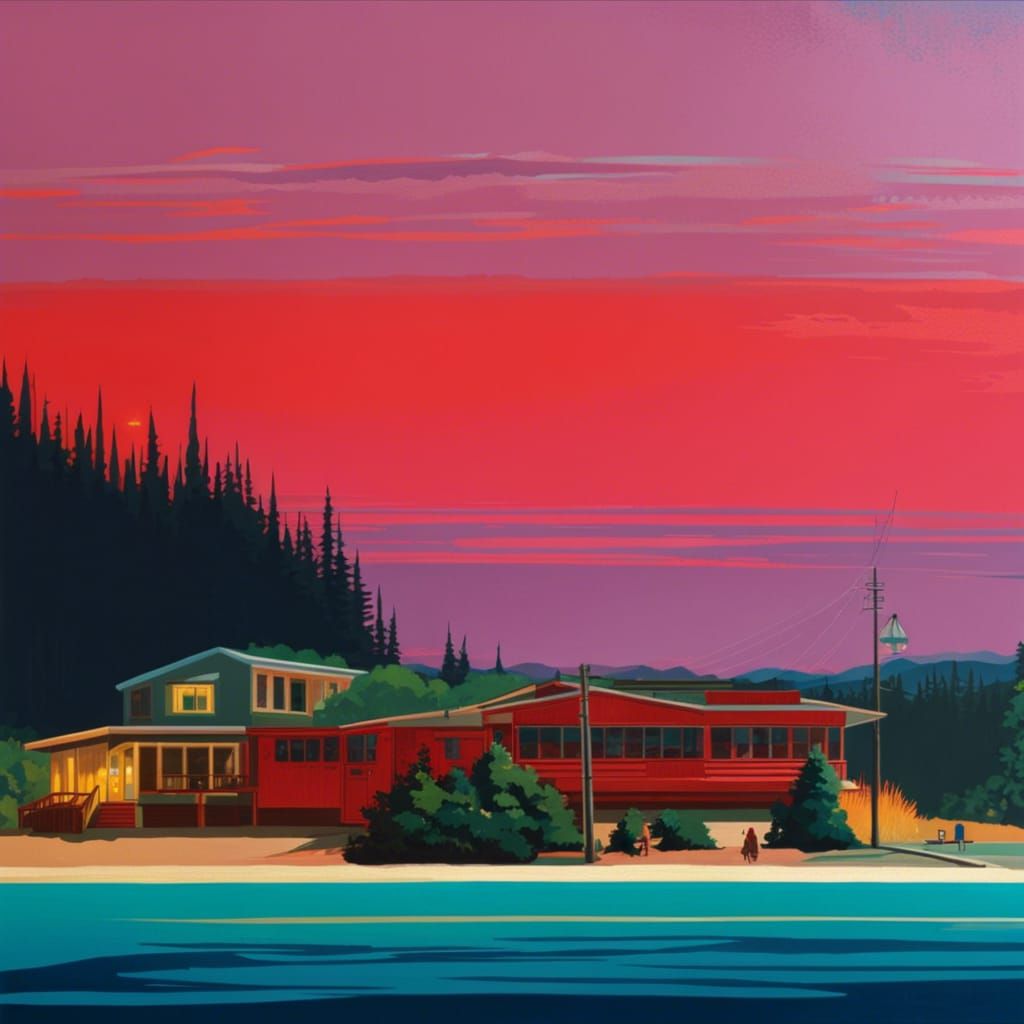 Vibrant Impasto Painting in Shin-hanga Style