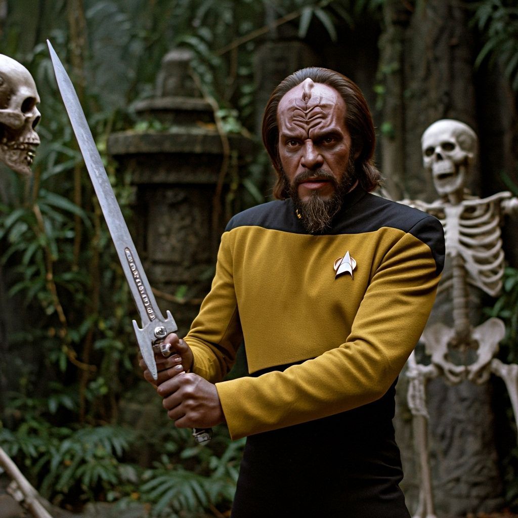 Worf battling the skeletons again