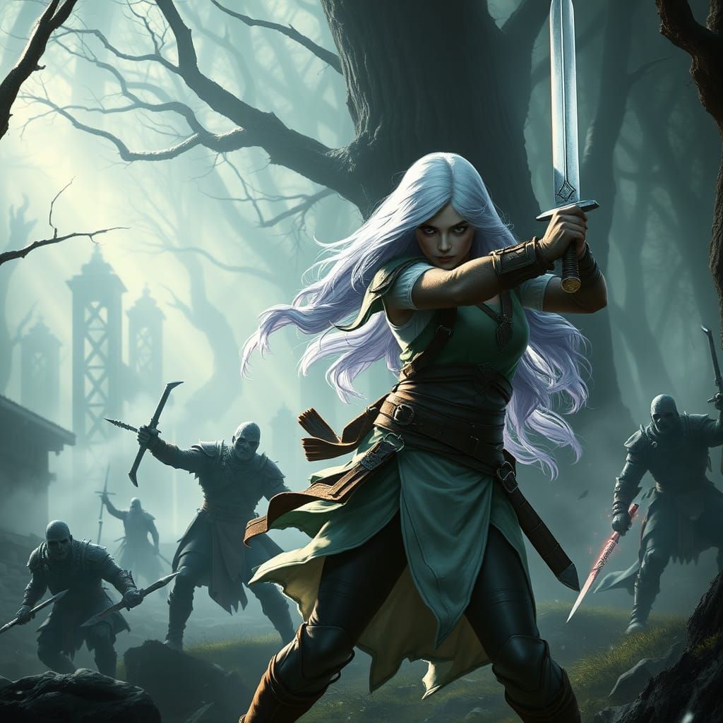 Ethereal Warrior in Mystical Forest