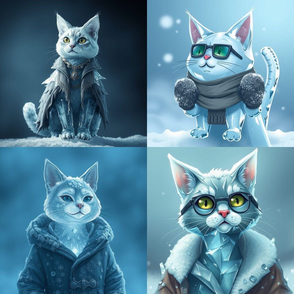 Boss Cat Made of Transparent Ice, Ironically Always Cold