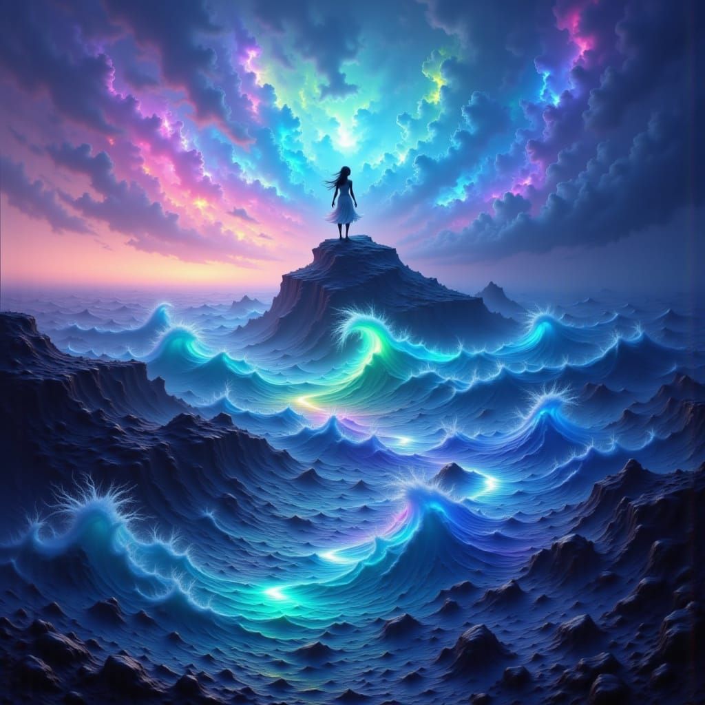 Iridescent Ocean Dreamscape in Vibrant Colors
