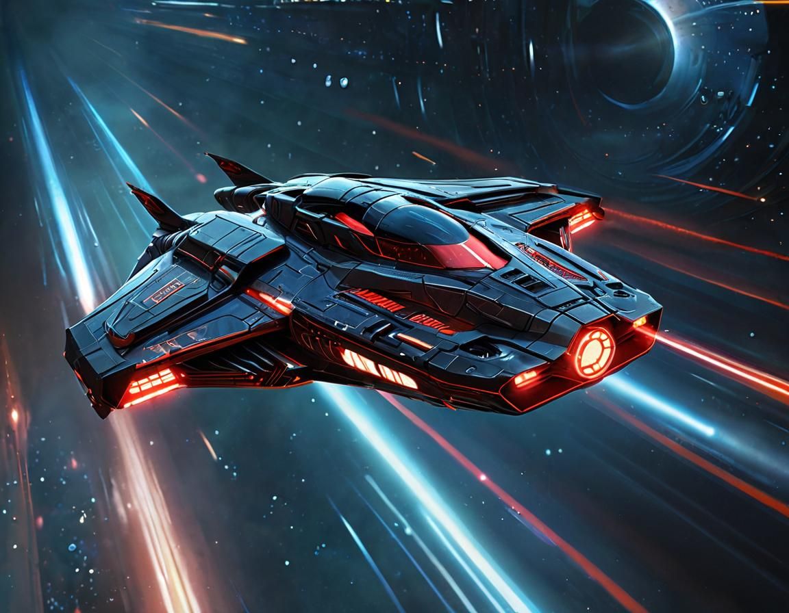 Futuristic Spaceship Speeds Through Space in Sci-Fi Painting