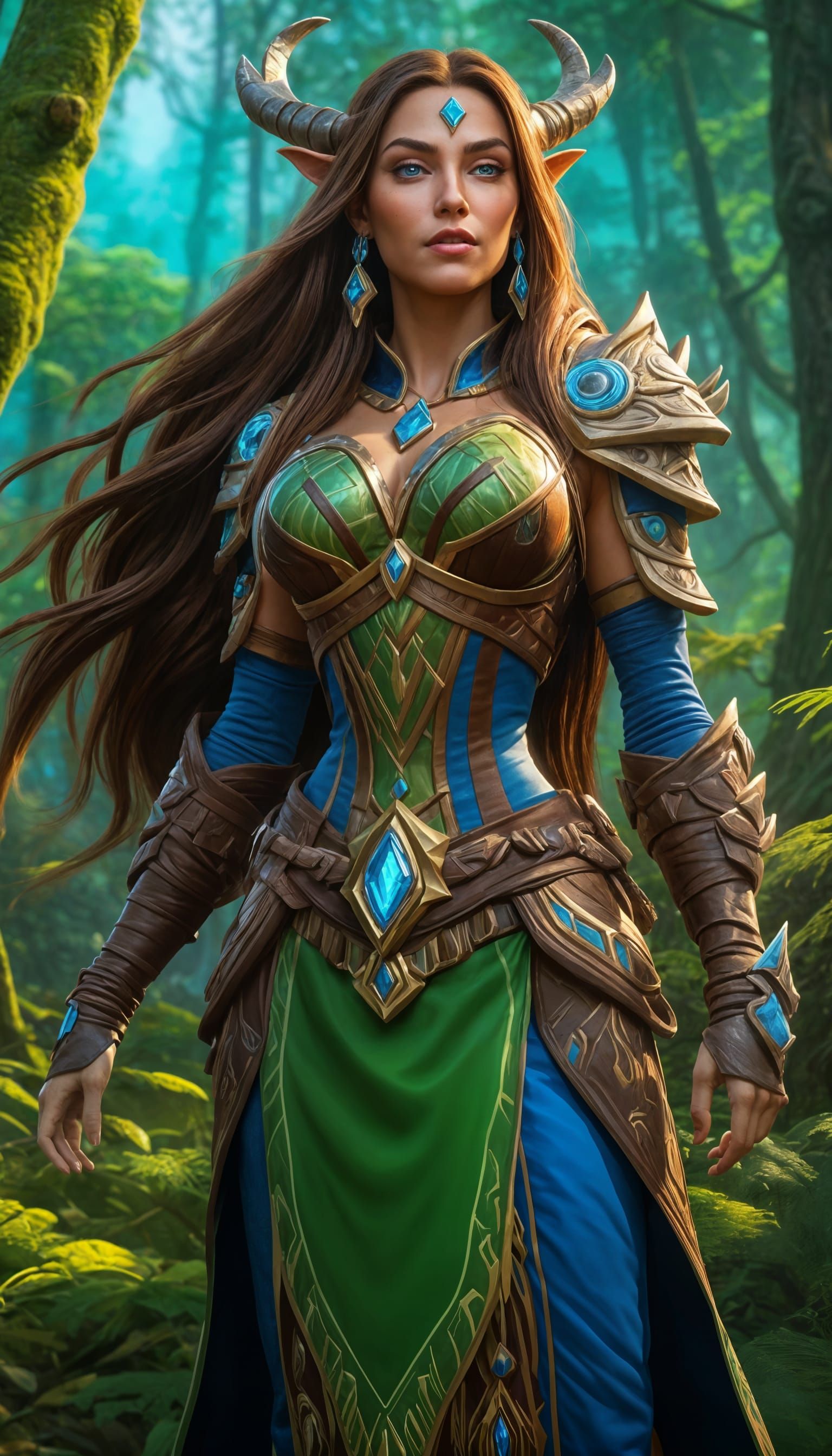 Ethereal Goddess of Nature in a Majestic Forest Landscape