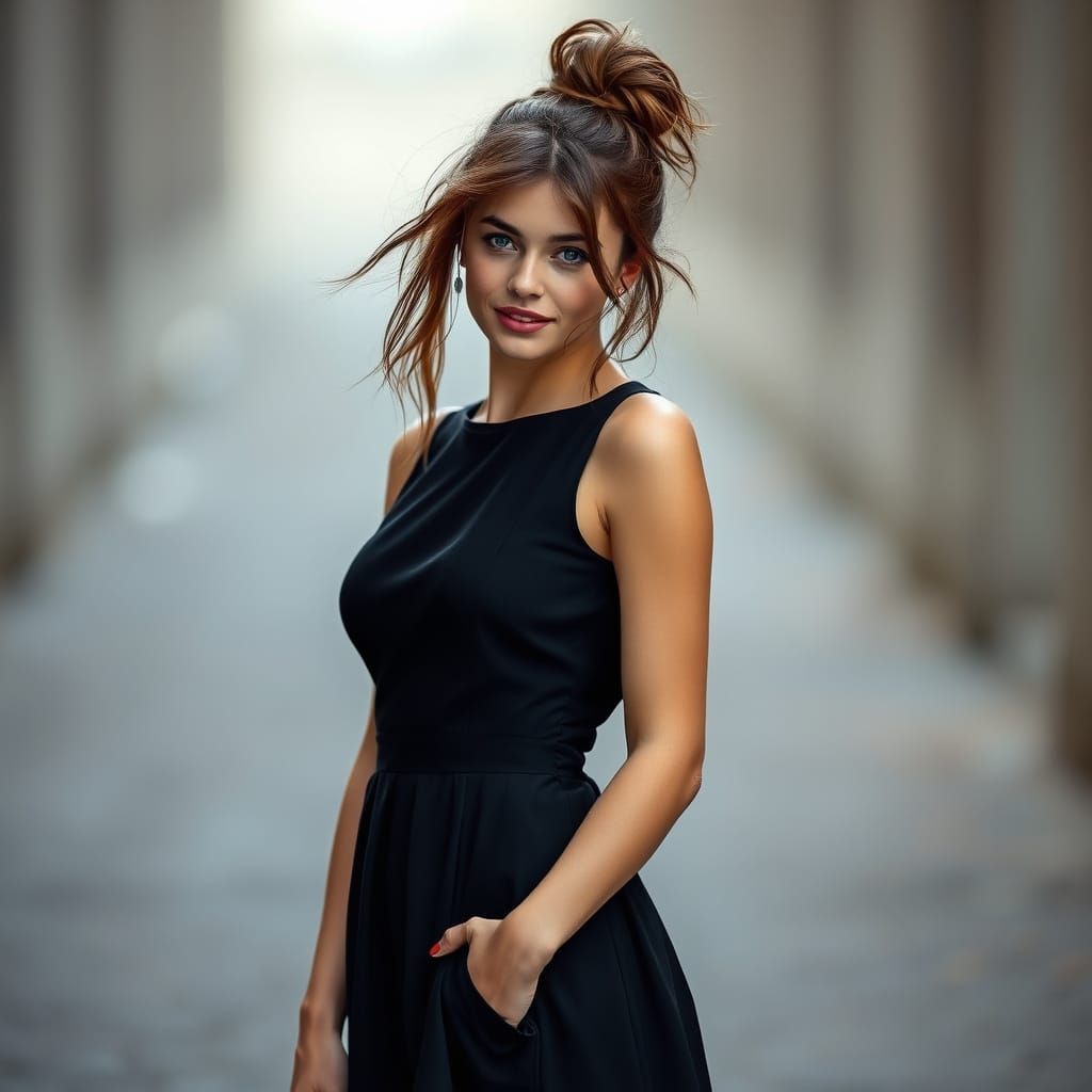 Scandinavian Supermodel in Elegant Aline Dress