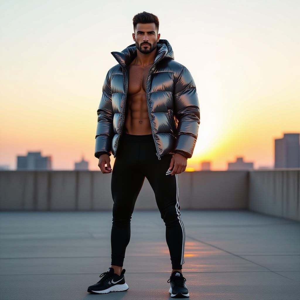 Middle Eastern Man in Metallic Jacket, Cinematic Realism