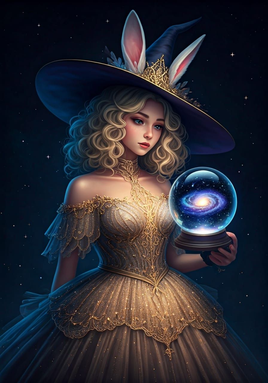 Rabbit-Eared Witch Captures Galaxy in Crystal Ball