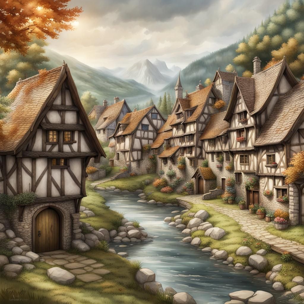 Medieval Village Pop-Up Book: Detailed Watercolor Fantasy