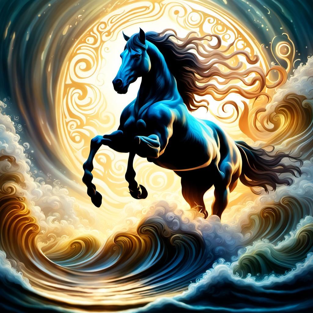 Ethereal Centaur in Surreal, Shimmering Landscape