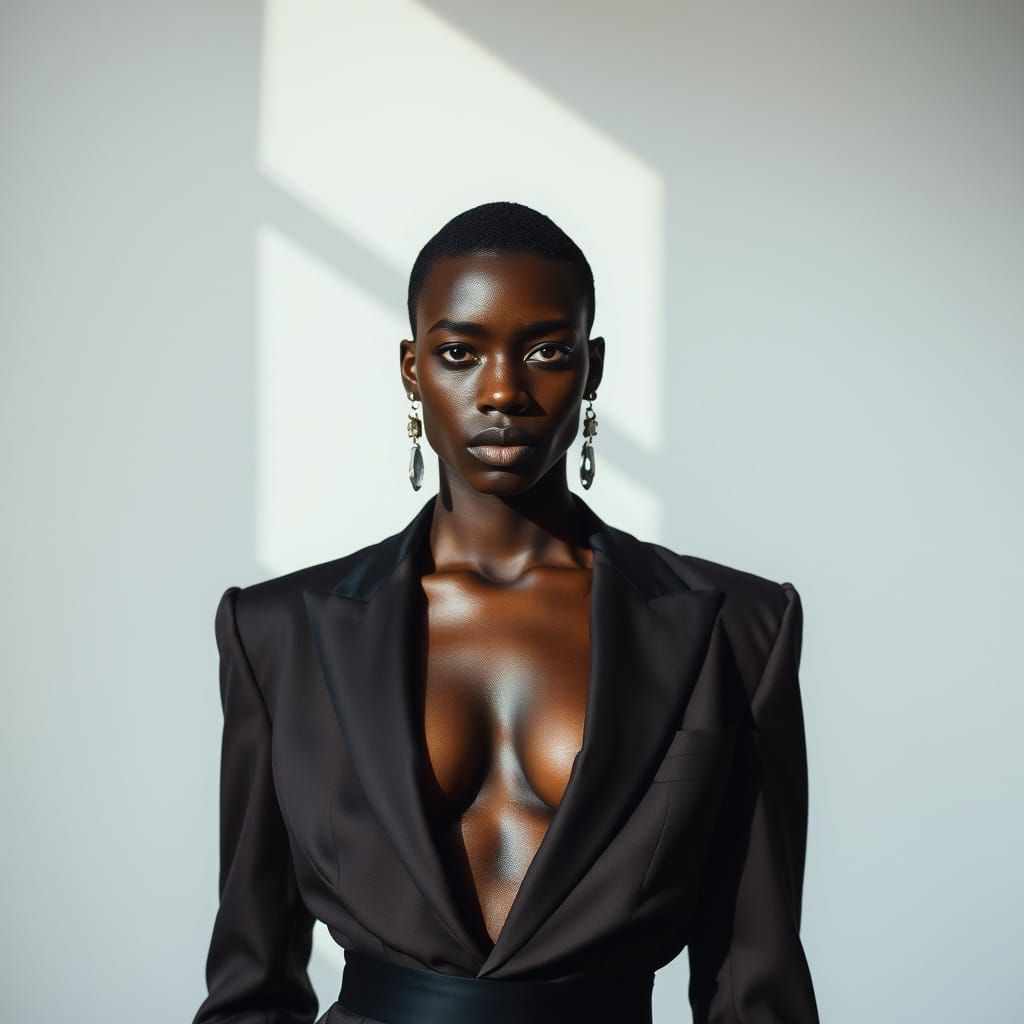 Elegant Black Trans Model in Natural Light
