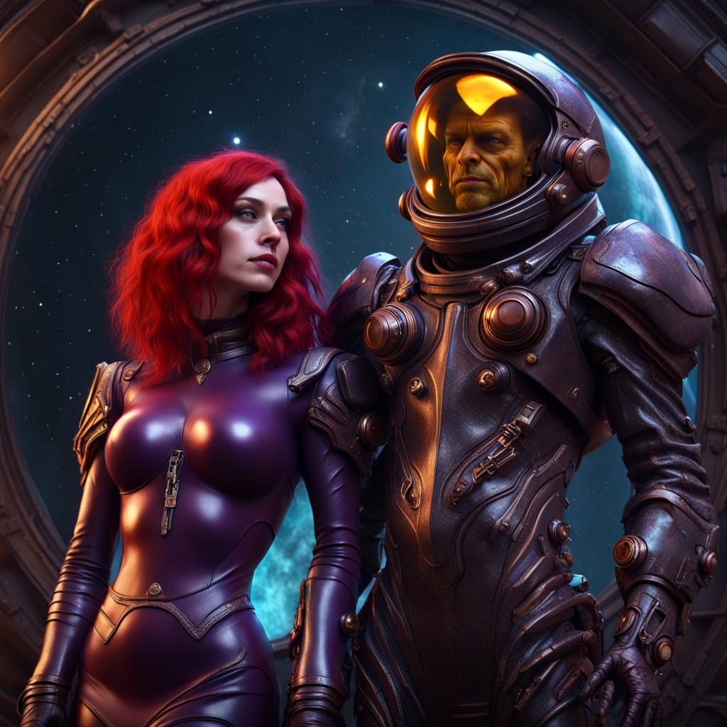 Gothic Witch and Alien in Dark Fantasy Style