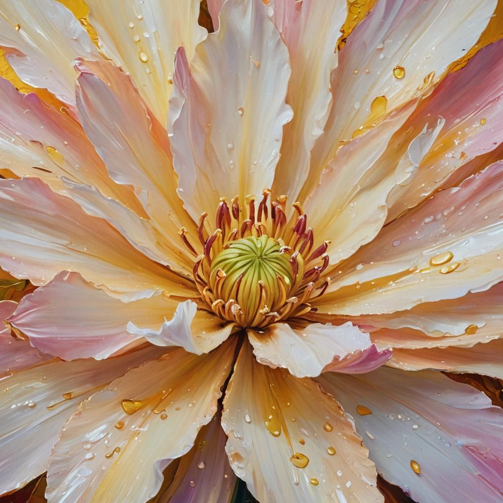 Radiant Flower with Impressionist Brushstrokes