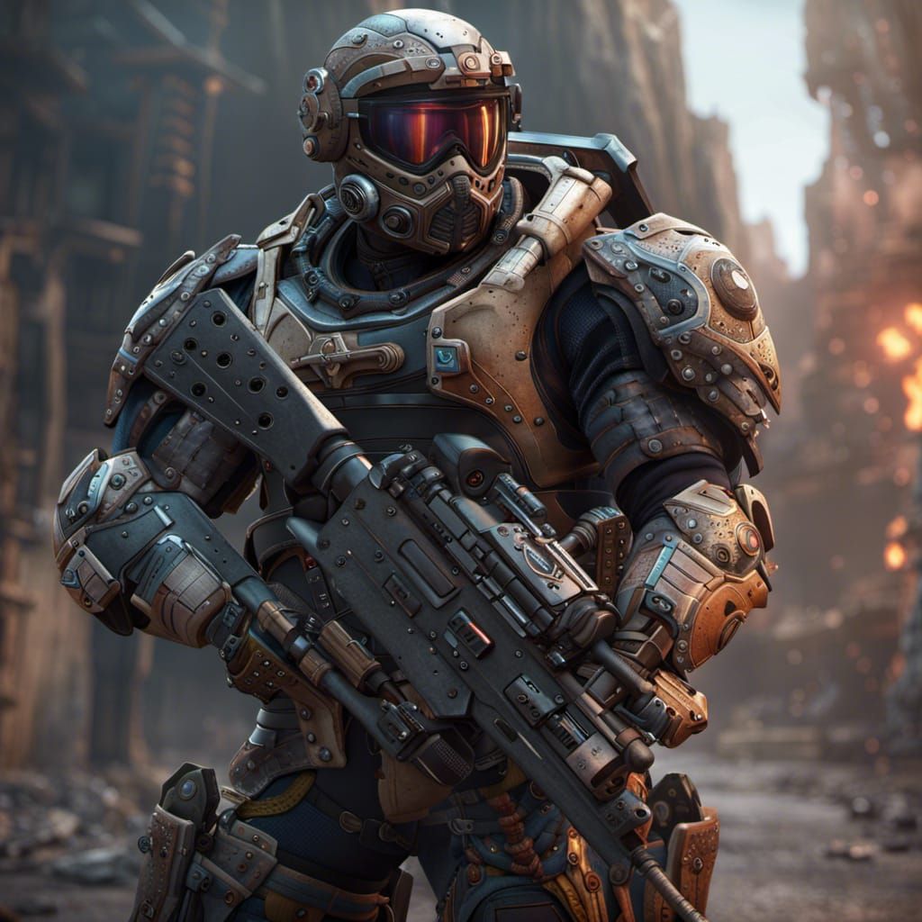 Detailed Matte Painting of an Elite Soldier