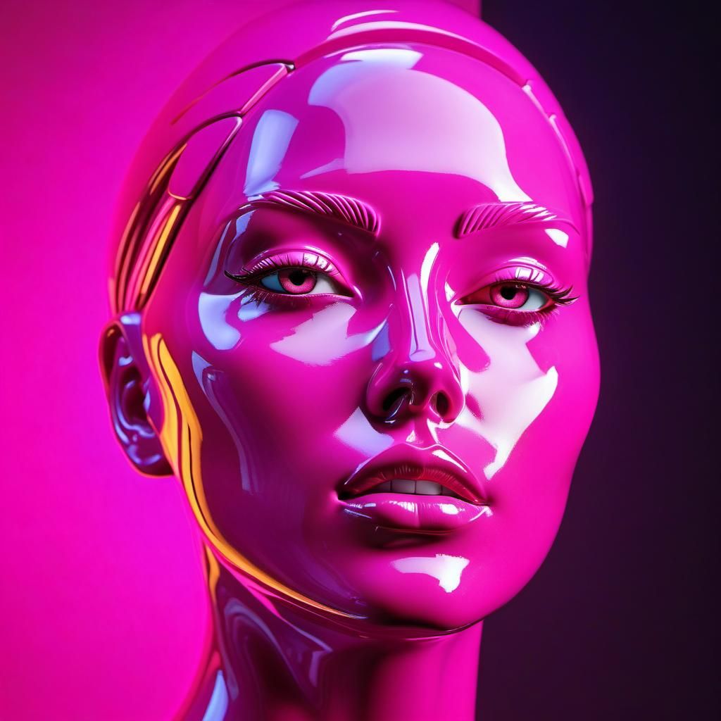 Bionic Ceramic Woman Sculpture in Pink