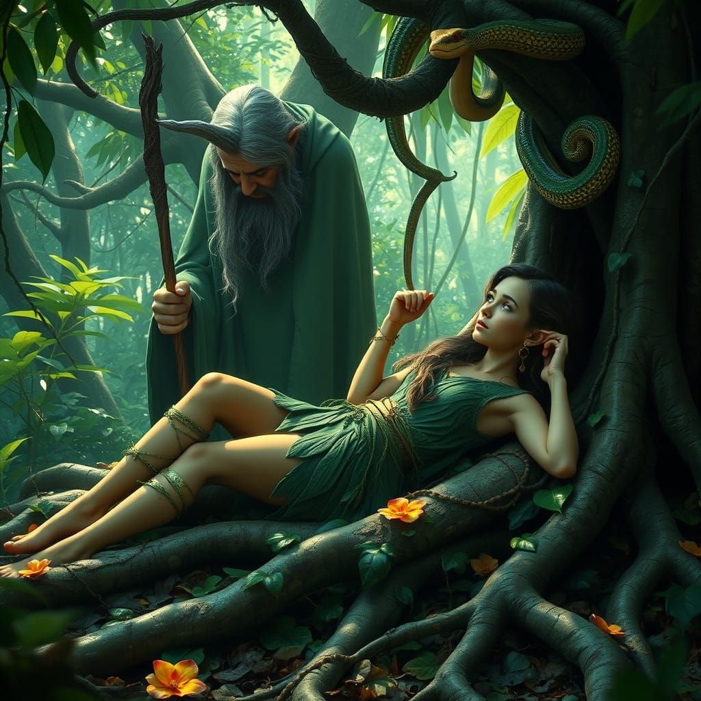 A Wood Elf Maiden Bound by Ancient Woods in Whispers of the....
