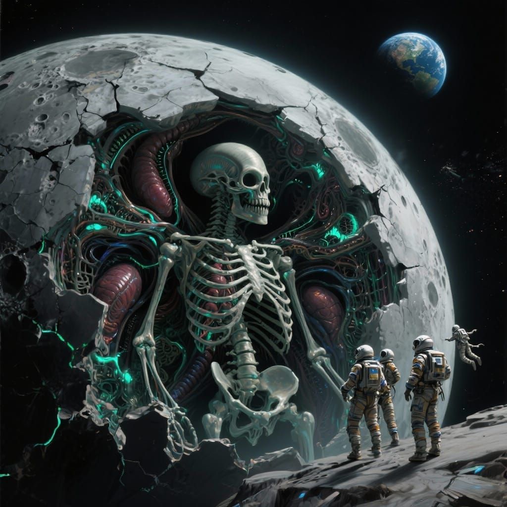 Alien Skeleton Revealed Inside Cracked Moon