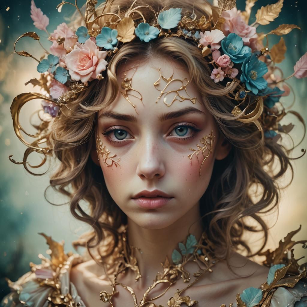 Surreal Fairytale Portrait in Hyperdetailed 3D Style
