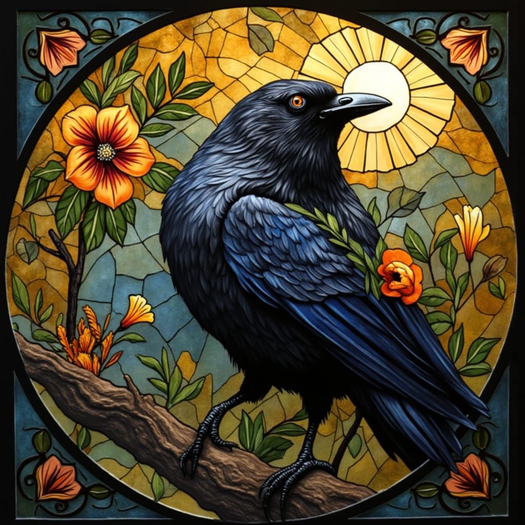 Surreal Kathleen Hanna Portrait with Healing Crow