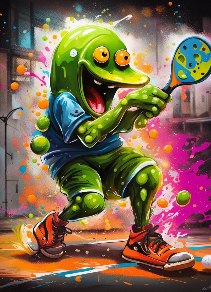 Vibrant Street Art of Pickle in Action