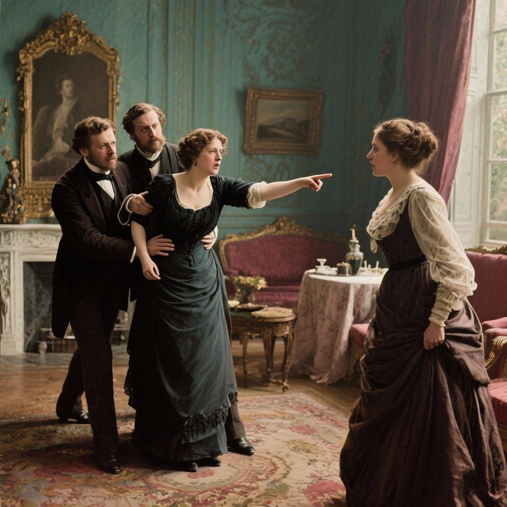 Dramatic Paris Salon Confrontation in 19th Century Photograp...