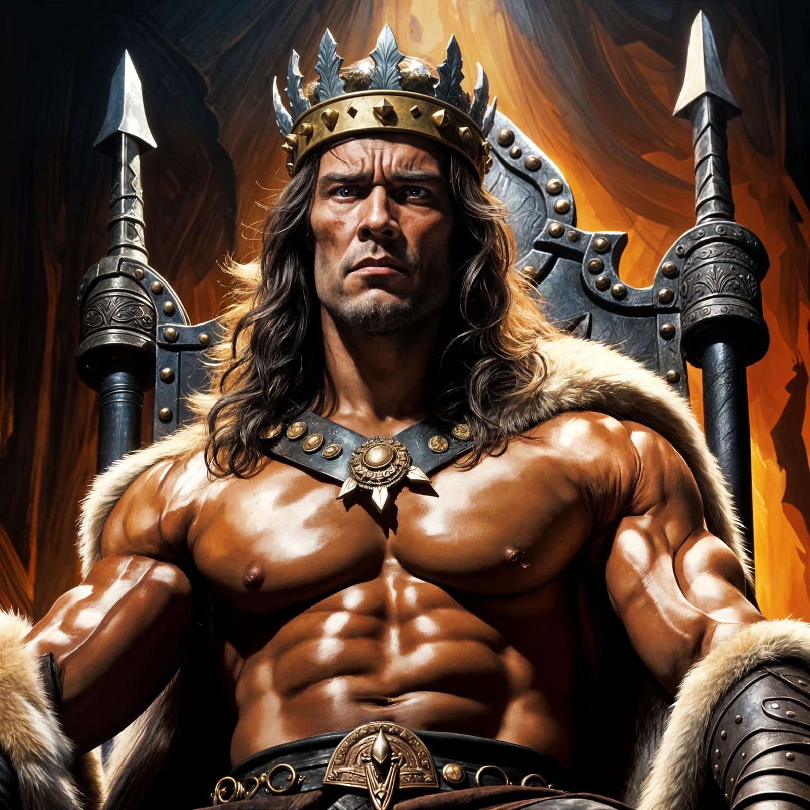 Epic Conan the Barbarian Hyperrealistic Oil Painting