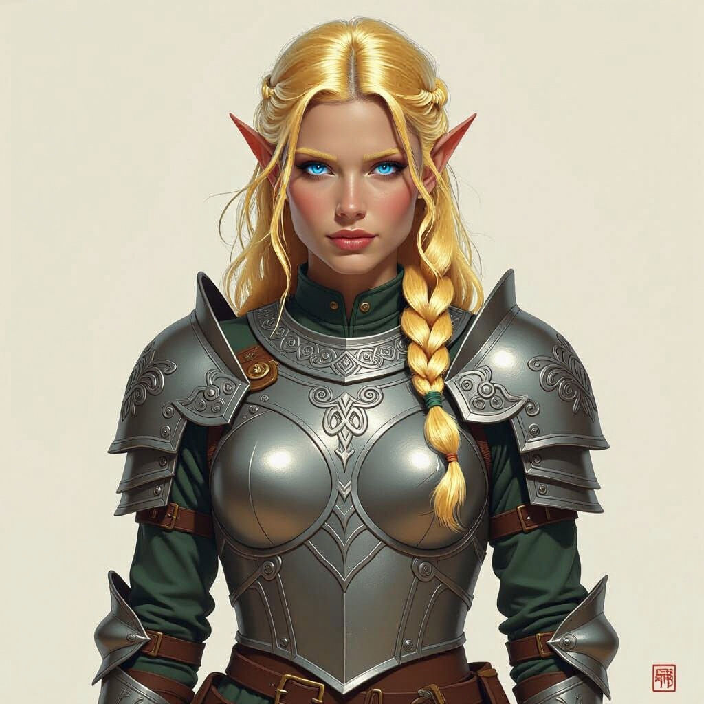 Half-Elf Paladin in Silver Mail