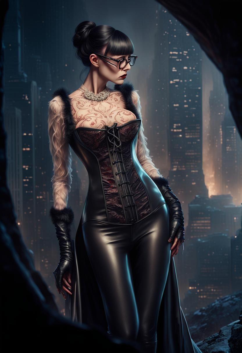 Dramatic Vampirella Figure in Latex Catsuit