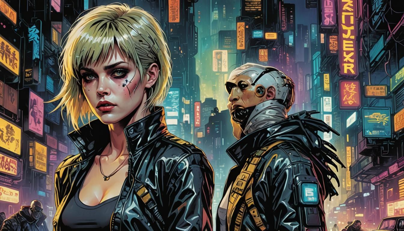 Pris Replicant in Comic Book Style