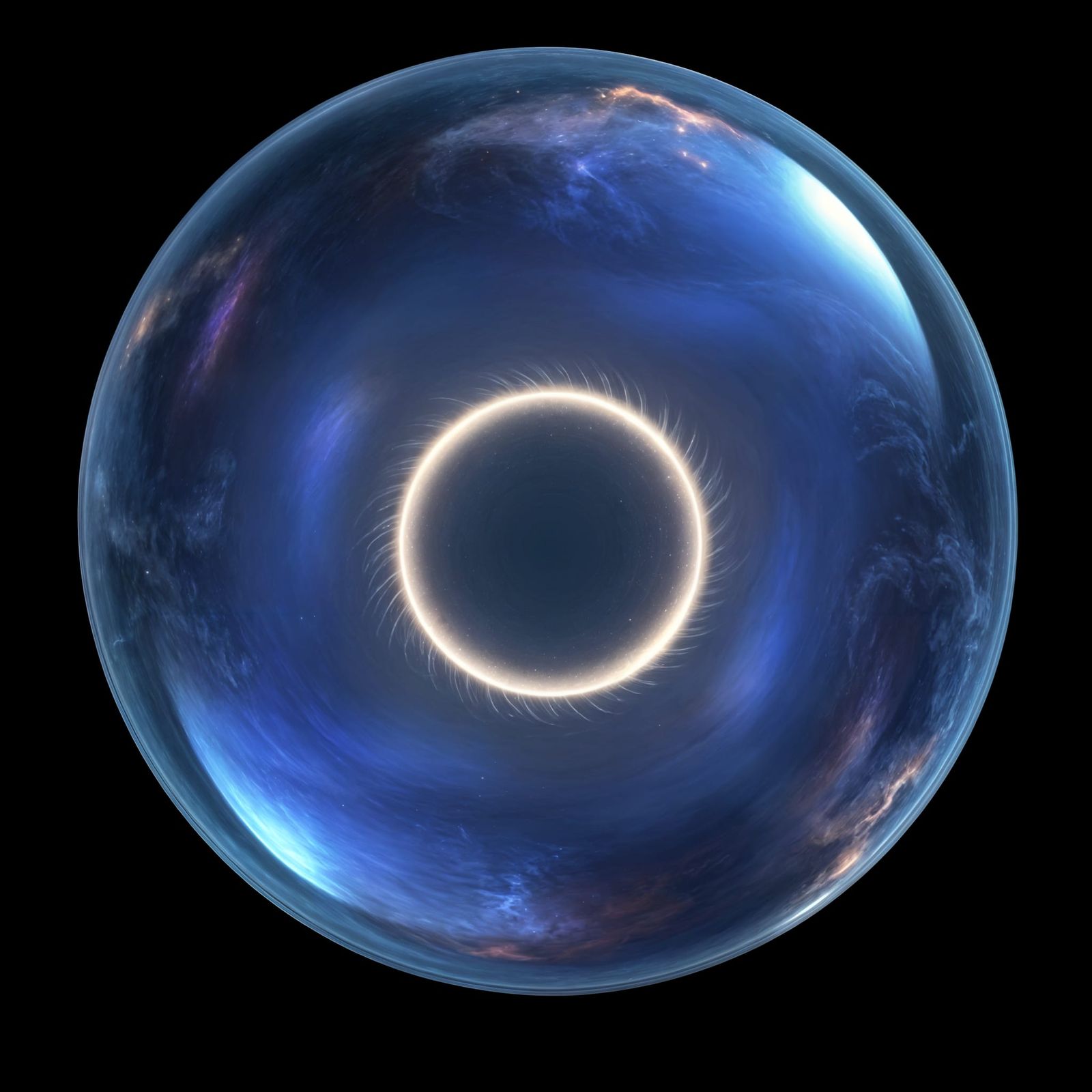 Cosmic Bubble with Glowing Ring in Digital Painting