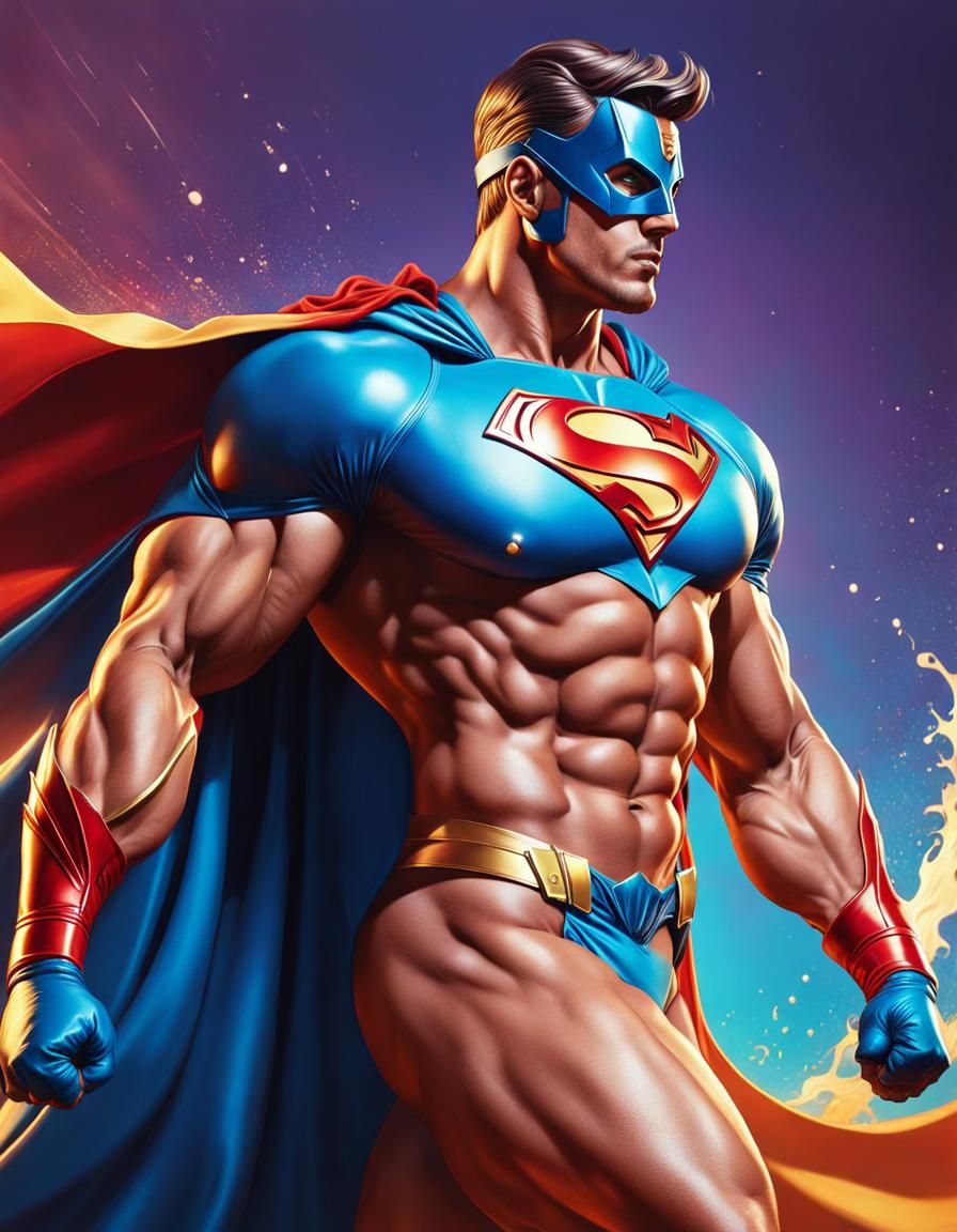 Hyperrealistic Retro Superhero in Action